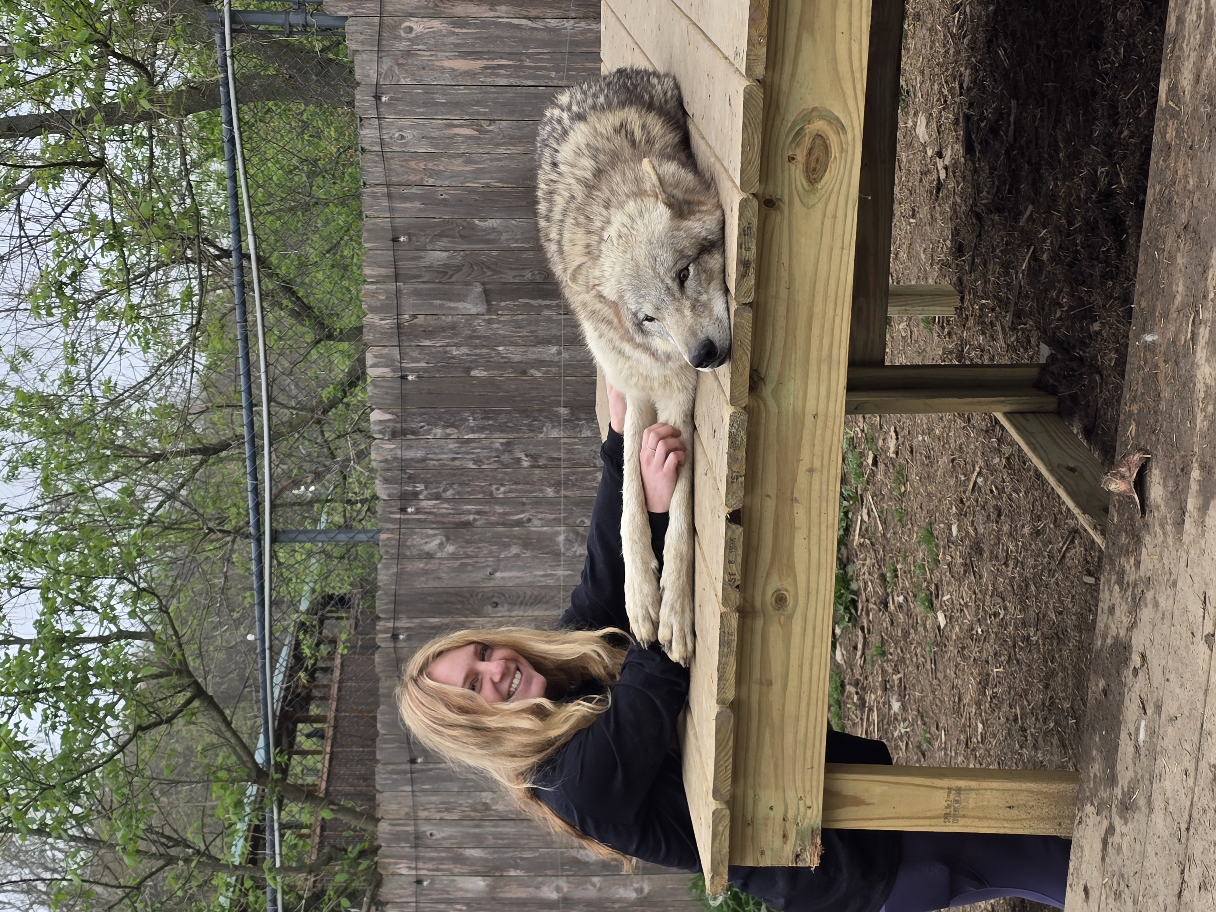Danielle with a wolf